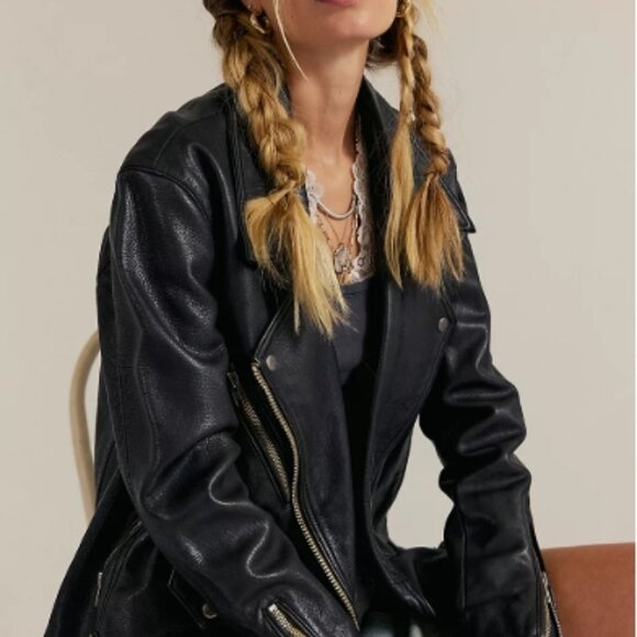 Free People We the Free Jealousy Leather Moto Jacket New with Tags $698 Retail - Picture 2 of 4